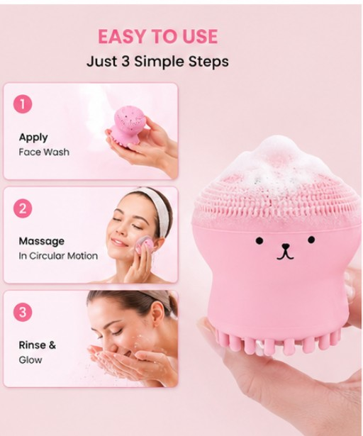 Cute Silicone Facial Cleansing Brush For Glowing Skin || pack of 2